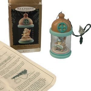 VTG Hallmark Magic 1995 Baby's First Christmas Light and Music Ornament Bottle